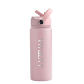 Powder Coated Water Bottle - Pink Straw